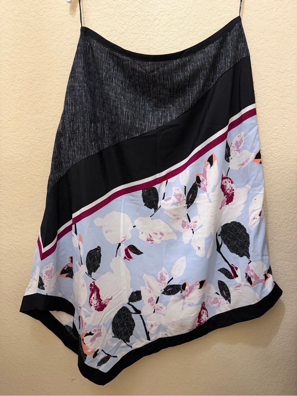 Dkny Black Strapless Top with Blue Floral Asymmetrical Skirt - Picture 2 of 3